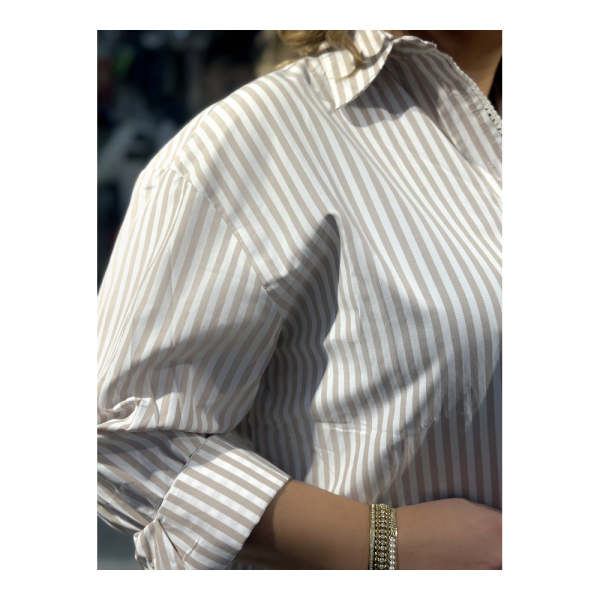 Gömlek Çizgili Dantelli