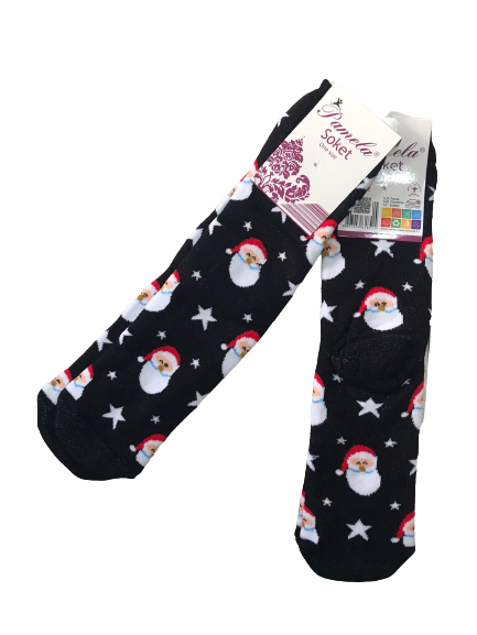 Octagon Havlu Çorap Yılbaşı Serisi Siyah Yıldızlı Noel Baba 3