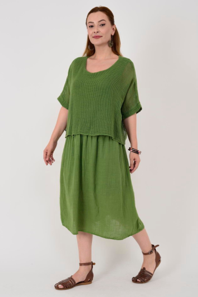 Elbise İtalyan Fileli Yeşil 