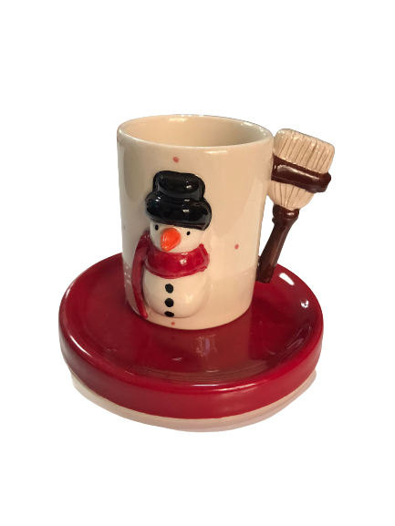 Kahve Fincanı Kardan Adam Yılbaşı Temalı