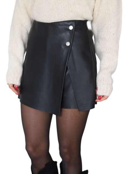 Octagon Etek Şort Deri Siyah