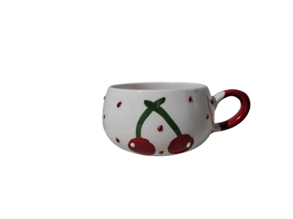 Fincan El Yapımı Seramik Kiraz Detay