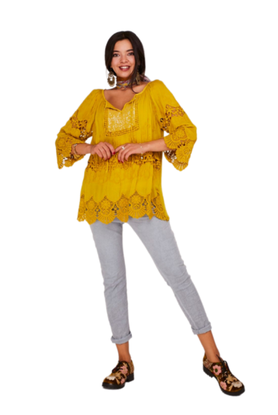 İtalyan Klasik İpek Bluz Sarı